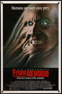 1e284 FROM BEYOND 1sh '86 H.P. Lovecraft, wild sci-fi horror image, humans are such easy prey!