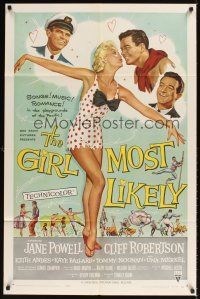 1e297 GIRL MOST LIKELY 1sh '57 sexiest full-length art of Jane Powell in skimpy polkadot outfit!