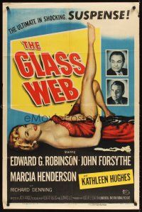 1e301 GLASS WEB 1sh '53 Edward G. Robinson, John Forsythe, art of sexy nearly naked girl!