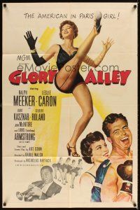 1e302 GLORY ALLEY 1sh '52 boxer Ralph Meeker, Leslie Caron, Louis Armstrong playing trumpet!