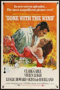 1e307 GONE WITH THE WIND 1sh R74 art of Clark Gable holding Vivien Leigh by Howard Terpning!