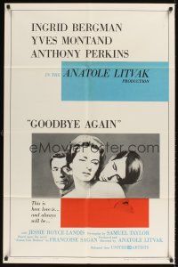 1e309 GOODBYE AGAIN 1sh '61 art of Ingrid Bergman between Yves Montand & Anthony Perkins!