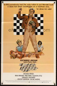 1e310 GREASED LIGHTNING 1sh '77 great art of race car driver Richard Pryor by Noble!