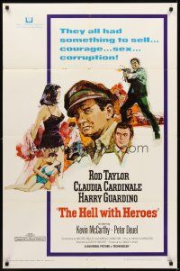 1e346 HELL WITH HEROES 1sh '68 Rod Taylor, Claudia Cardinale, they all had something to sell!