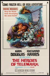 1e352 HEROES OF TELEMARK 1sh '66 Kirk Douglas & Richard Harris stop Nazis from making atom bomb!