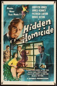 1e353 HIDDEN HOMICIDE 1sh '58 this English murderer wears three masks, Anthony Young directed!