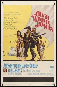 1e358 HIGH WIND IN JAMAICA 1sh '65 cool art of pirates Anthony Quinn & James Coburn!