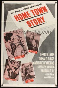1e365 HOME TOWN STORY 1sh R62 sexy Marilyn Monroe as the beautiful secretary is shown!