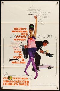 1e378 HOW TO STEAL A MILLION 1sh '66 art of sexy Audrey Hepburn & Peter O'Toole by McGinnis!