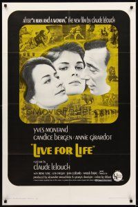 1e489 LIVE FOR LIFE 1sh '68 Claude Lelouch, Yves Montand, Candice Bergen, Annie Girardot!