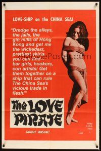 1e509 LOVE PIRATE 1sh '71 sexy Hilary Lee Gaess, Barry Mahon directed nudie cutie!