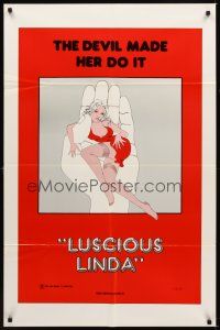 1e517 LUSCIOUS LINDA 1sh '70s art of sexy girl in hand, the Devil made her do it!
