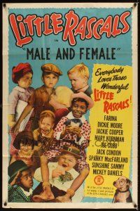 1e531 MAIL & FEMALE 1sh R51 Jackie Cooper, Spanky McFarland, Little Rascals, Male and Female!