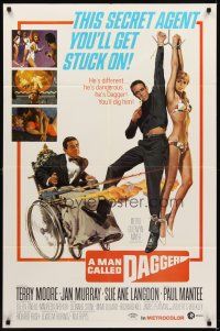 1e533 MAN CALLED DAGGER 1sh '67 Terry Moore, Paul Mantee, great art of guy in wheelchair w/guns!