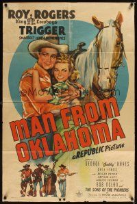 1e535 MAN FROM OKLAHOMA 1sh '45 Roy Rogers, Dale Evans, Gabby Hayes, Sons of the Pioneers!