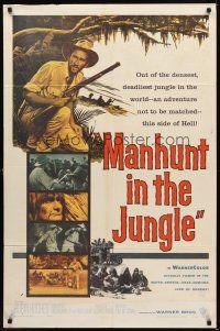 1e545 MANHUNT IN THE JUNGLE 1sh '58 Matto Grosso Amazon, the deadliest jungle in the world!