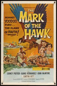 1e551 MARK OF THE HAWK 1sh '58 Sidney Poitier & Eartha Kitt against voodoo fury in Africa!