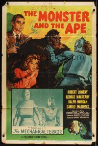 1e589 MONSTER & THE APE chapter 1 1sh R56 sci-fi art of giant gorilla battling funky robot!