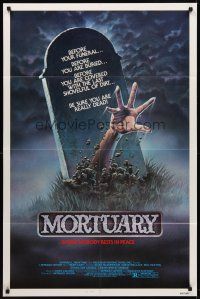 1e592 MORTUARY 1sh '83 Satanic cult, cool artwork of hand reaching up from grave!