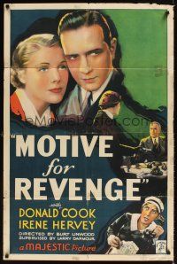 1e593 MOTIVE FOR REVENGE 1sh '35 Donald Cook & Irene Hervey divorce & her new husband dies!
