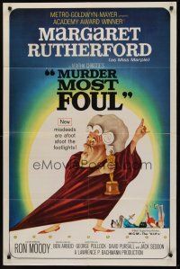1e597 MURDER MOST FOUL 1sh '64 art of Margaret Rutherford, written by Agatha Christie!