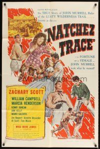 1e605 NATCHEZ TRACE 1sh '59 Zachary Scott as Murrell, Irene James as Lolette!