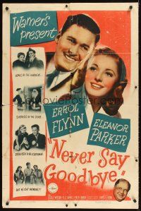 1e612 NEVER SAY GOODBYE 1sh '46 Errol Flynn, Eleanor Parker, Lucile Watson & Forrest Tucker!