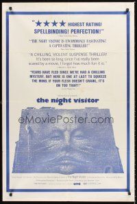 1e621 NIGHT VISITOR military 1sh '71 Max Von Sydow, creepy artwork of face in stone wall!