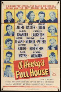 1e627 O HENRY'S FULL HOUSE 1sh '52 Marilyn Monroe pictured with many other top stars!