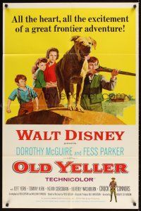 1e633 OLD YELLER 1sh R65 Dorothy McGuire, Fess Parker, art of Walt Disney's most classic canine!