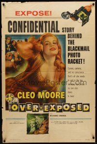1e655 OVER-EXPOSED 1sh '56 super sexy Cleo Moore in the blackmail photo racket!