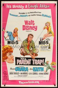 1e658 PARENT TRAP 1sh '61 Disney, Hayley Mills, Maureen O'Hara, Brian Keith!
