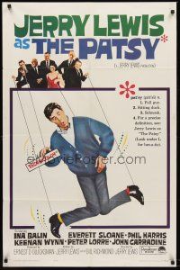 1e661 PATSY 1sh '64 wacky image of Jerry Lewis star & director hanging from strings like a puppet!