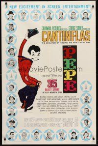 1e663 PEPE 1sh '61 cool art of Cantinflas, plus photos of 35 all-star cast members!