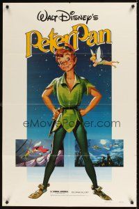 1e665 PETER PAN 1sh R82 Walt Disney animated cartoon fantasy classic, great full-length art!