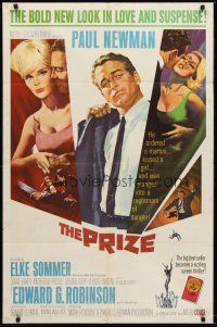 1e692 PRIZE 1sh '63 Howard Terpning art of Paul Newman in suit and tie & sexy Elke Sommer!