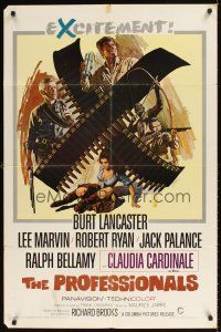 1e693 PROFESSIONALS 1sh '66 art of Burt Lancaster, Lee Marvin & sexy Claudia Cardinale!