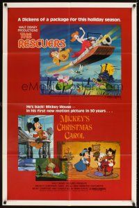 1e716 RESCUERS/MICKEY'S CHRISTMAS CAROL 1sh '83 Disney package for the holiday season!