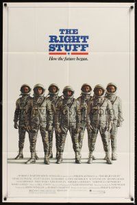 1e725 RIGHT STUFF advance 1sh '83 great line up of the first NASA astronauts all suited up!