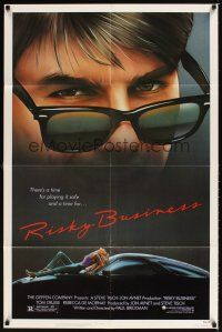 1e727 RISKY BUSINESS 1sh '83 classic close up artwork image of Tom Cruise in cool shades!