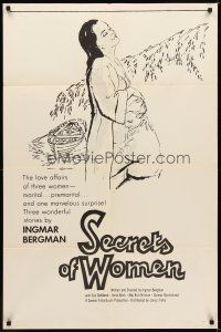 1e761 SECRETS OF WOMEN 1sh '61 Ingmar Bergman, art of Eva Dahlbeck, love affairs of three women!