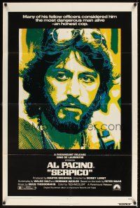 1e764 SERPICO 1sh '74 cool close up image of Al Pacino, Sidney Lumet crime classic!