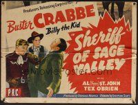 1e774 SHERIFF OF SAGE VALLEY 1sh '42 Buster Crabbe as Billy the Kid, Al 