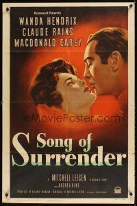 1e803 SONG OF SURRENDER style A 1sh '49 directed by Mitchell Leisen, Claude Rains & Wanda Hendrix!
