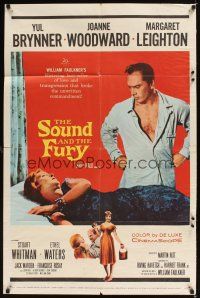 1e807 SOUND & THE FURY 1sh '59 Martin Ritt, Yul Brynner with hair glares at Joanne Woodward!