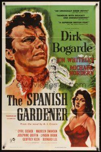 1e811 SPANISH GARDENER 1sh '57 artwork of Dirk Bogarde & sexy Maureen Swanson!