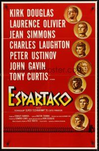 1e812 SPARTACUS Spanish/U.S. 1sh '61 classic Stanley Kubrick & Kirk Douglas epic!
