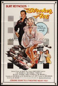1e831 STROKER ACE advance 1sh '83 car racing art of Burt Reynolds & sexy Loni Anderson by Drew!