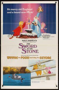1e844 SWORD IN THE STONE/WINNIE POOH & A DAY FOR EEYORE 1sh '83 Walt Disney cartoon double-bill!