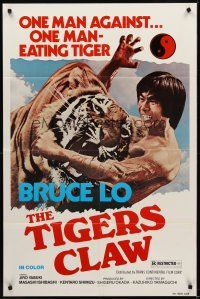 1e886 TIGERS CLAW 1sh '76 Bruce Lo, wild image of man fighting tiger!